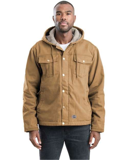 Berne Apparel Men's Vintage Washed Sherpa-Lined Hooded Jacket thumbnail 2