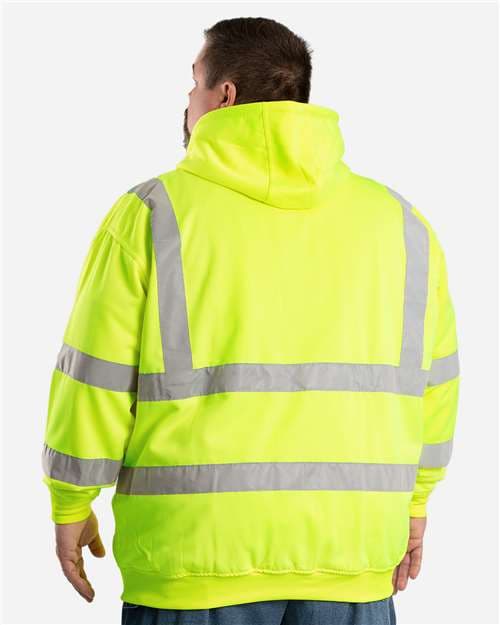 Berne Apparel Men's Tall Hi-Vis Class 3 Lined Full-Zip Hooded Sweatshirt thumbnail 4