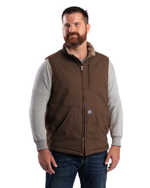 Berne Apparel Men's Heartland Sherpa-Lined Washed Duck Vest thumbnail 2