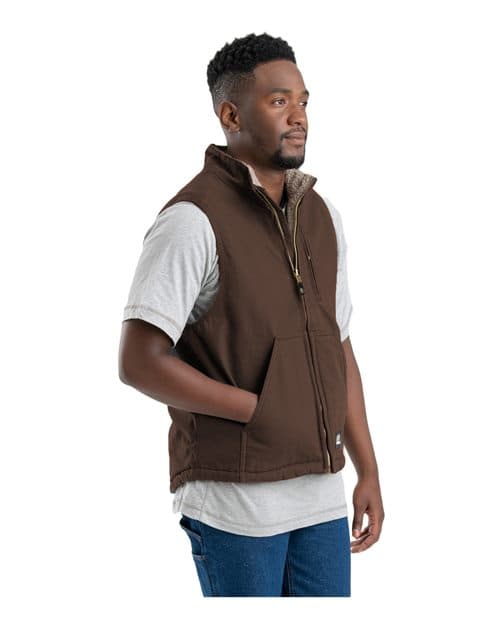 Berne Apparel Men's Heartland Sherpa-Lined Washed Duck Vest thumbnail 4