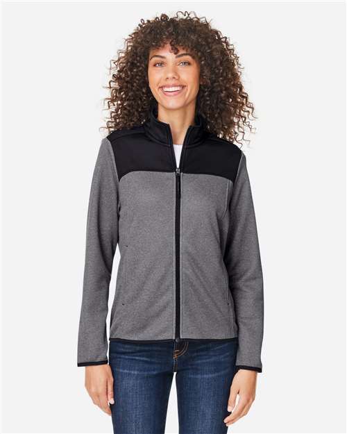 CORE365 Women's Venture Heathered Stripe Hybrid Jacket thumbnail 2