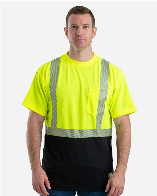 Berne Apparel Men's Hi-Vis Class 2 Color Blocked Pocket T-Shirt thumbnail 2