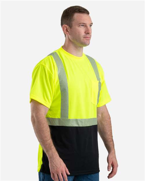 Berne Apparel Men's Hi-Vis Class 2 Color Blocked Pocket T-Shirt thumbnail 6