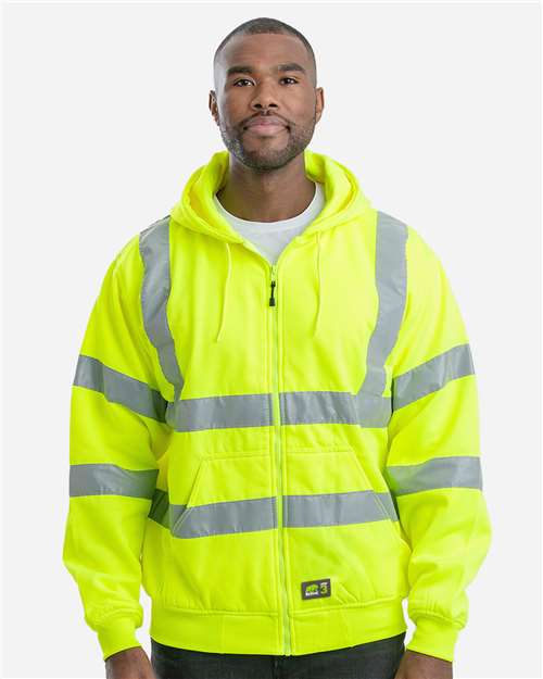 Berne Apparel Men's Berne Hi-Vis Class 3 Lined Hooded Sweatshirt thumbnail 2