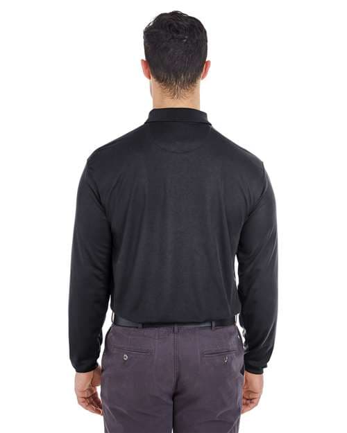 UltraClub Men's Cool & Dry Long Sleeve Mesh Piqué Polo thumbnail 4