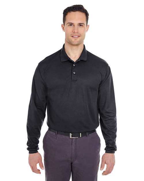 UltraClub Men's Cool & Dry Long Sleeve Mesh Piqué Polo thumbnail 2
