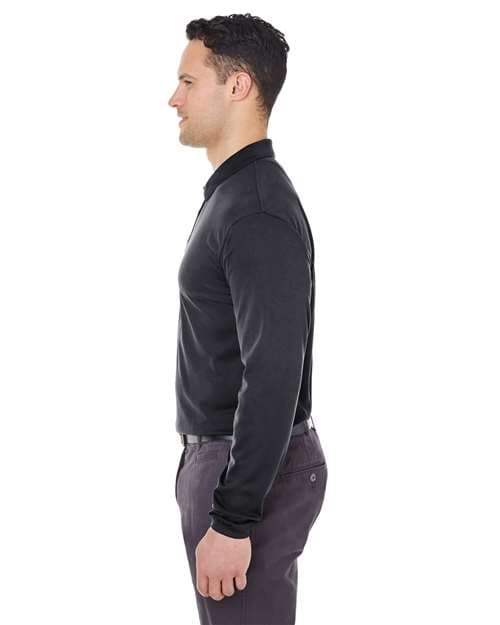UltraClub Men's Cool & Dry Long Sleeve Mesh Piqué Polo thumbnail 5