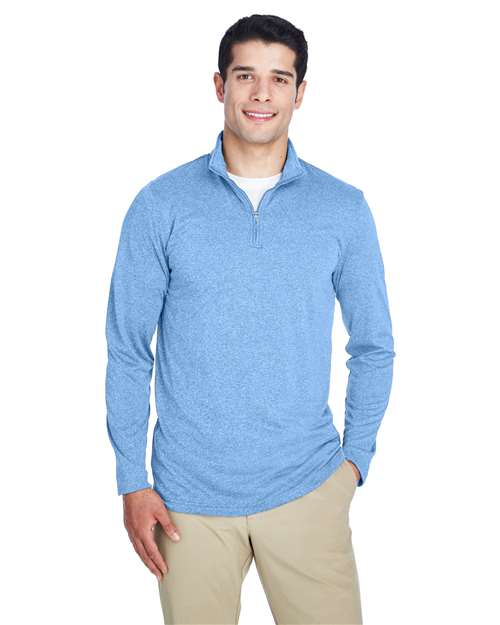 UltraClub Men's Cool & Dry Heathered Performance Quarter-Zip Pullover thumbnail 2