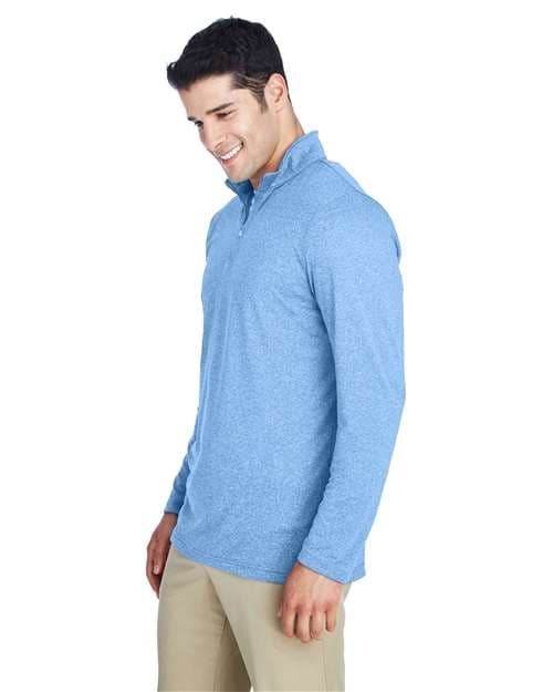 UltraClub Men's Cool & Dry Heathered Performance Quarter-Zip Pullover thumbnail 6