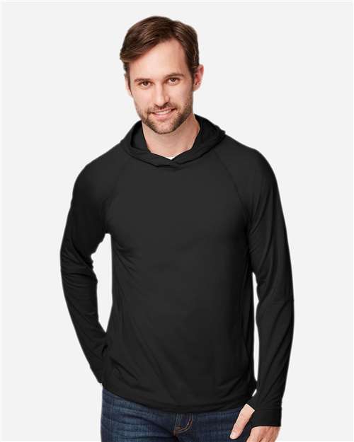 North End Unisex JAQ Stretch Performance Hooded Long Sleeve T-Shirt thumbnail 2