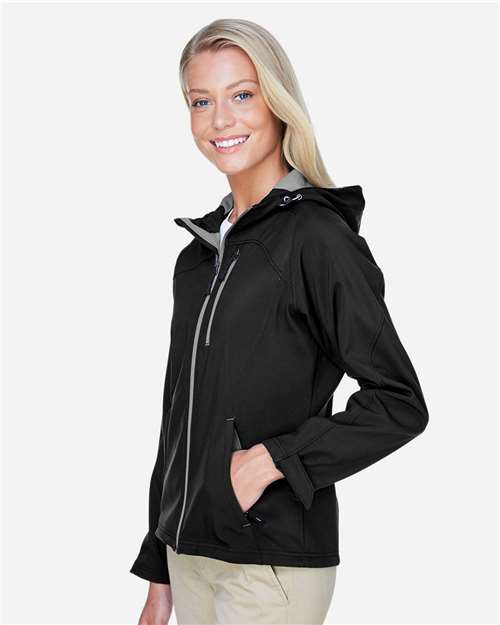 North End Women's Prospect Two-Layer Fleece Bonded Soft Shell Hooded Jacket thumbnail 6