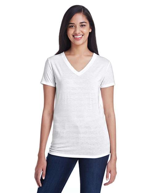 Threadfast Apparel Women's Invisible Stripe V-Neck T-Shirt thumbnail 2