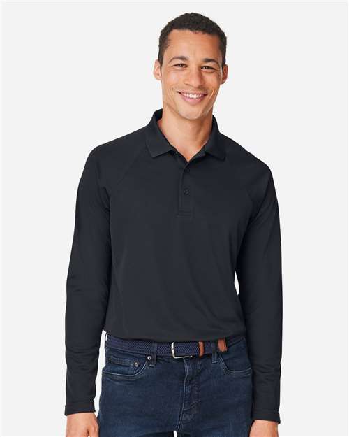 Harriton Men's Charge Snag and Soil Protect Long Sleeve Polo thumbnail 2