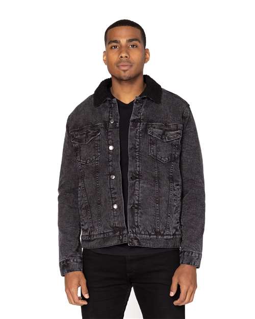 Threadfast Apparel Unisex Sherpa-Lined Denim Jacket thumbnail 2