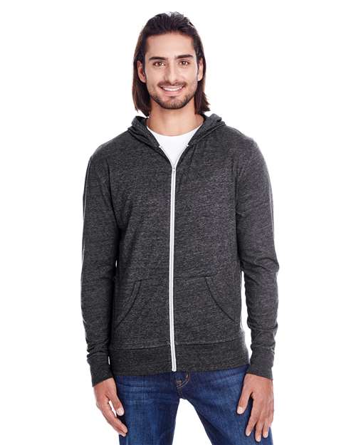 Threadfast Apparel Unisex Triblend Full-Zip Lightweight Hooded Sweatshirt thumbnail 2