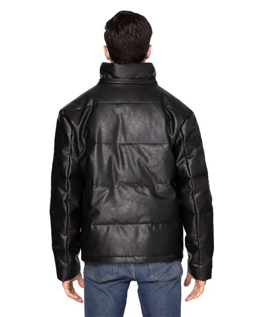 Threadfast Apparel Unisex Vegan Leather Puffer Jacket thumbnail 2