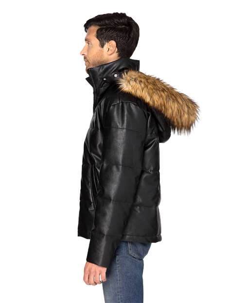 Threadfast Apparel Unisex Vegan Leather Puffer Jacket thumbnail 3