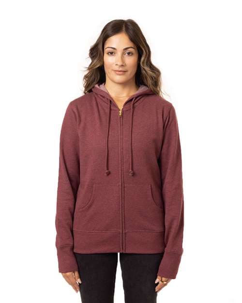 econscious Women's Heathered Full-Zip Hooded Sweatshirt thumbnail 2