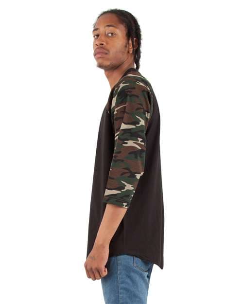 Shaka Wear Unisex Camo Raglan Tee thumbnail 4