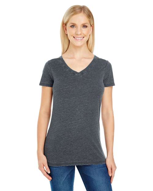 Threadfast Apparel Women's Vintage Dye V-Neck T-Shirt thumbnail 2