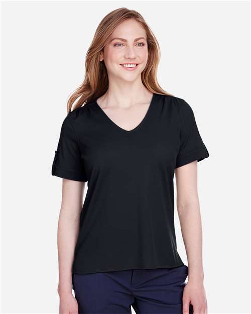 Devon & Jones Women's CrownLux Performance® Plaited Rolled Sleeve Shirt thumbnail 2
