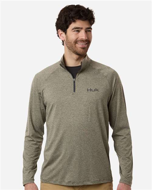 HUK Men's Airweight Heather Quarter-Zip Pullover thumbnail 2