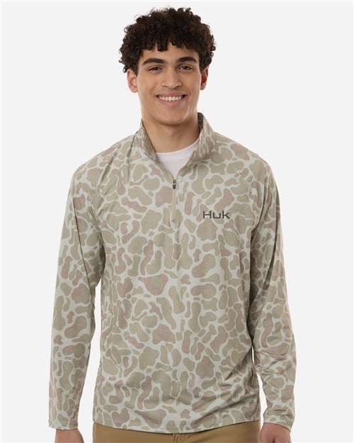 HUK Men's Airweight KC Printed Quarter-Zip Pullover thumbnail 2