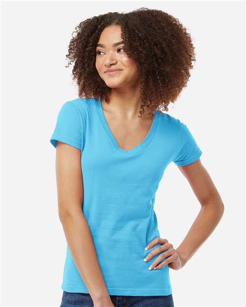 Tultex Women's Fine Jersey V-Neck T-Shirt thumbnail 2