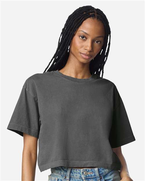 American Apparel Women's Heavyweight Cotton Garment-Dyed Boxy Cropped Tee thumbnail 2