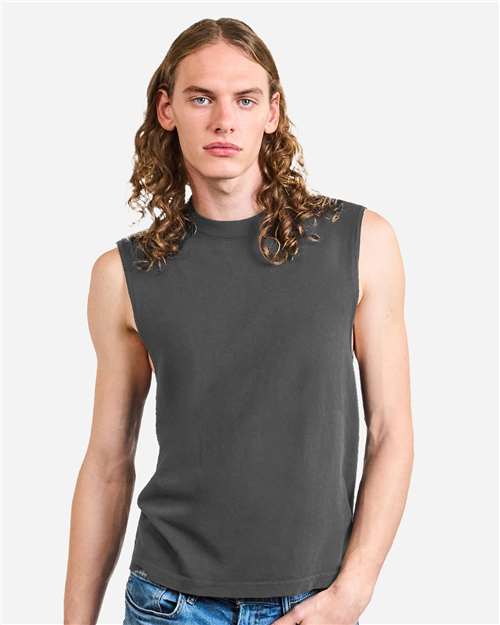 American Apparel Unisex Heavyweight Cotton Garment-Dyed Boxy Muscle Tee thumbnail 2