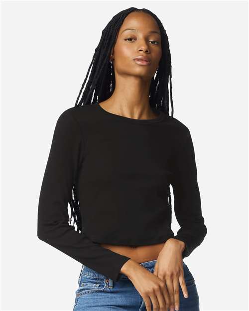 American Apparel Women's Baby Rib Long Sleeve Fitted Tee thumbnail 2