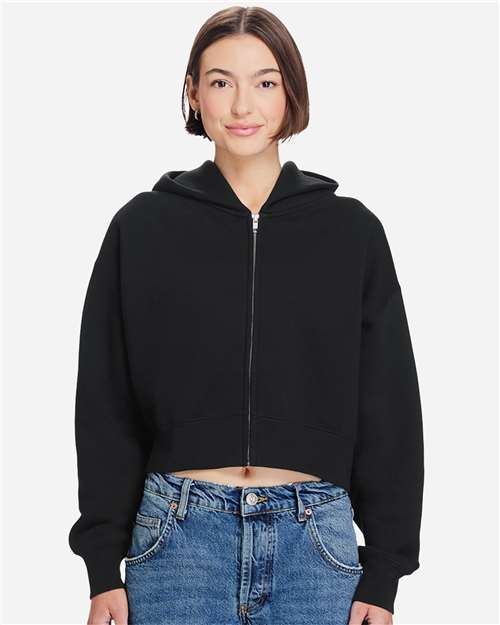 Lane Seven Women's Relaxed Cropped Full-Zip Hoodie Sweatshirt thumbnail 2