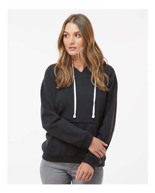 J. America Women's Sueded V-Neck Hooded Sweatshirt thumbnail 2