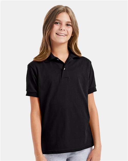 Hanes Youth EcoSmart® Jersey Polo thumbnail 2