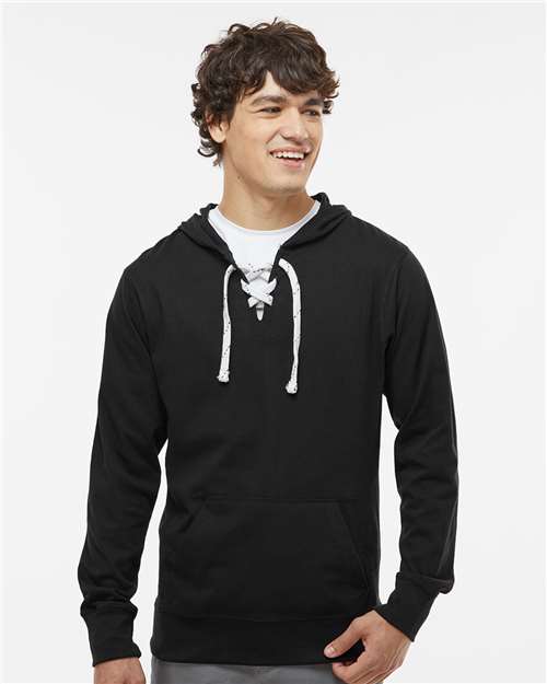 J. America Unisex Jersey Sport Lace Hooded Pullover thumbnail 2