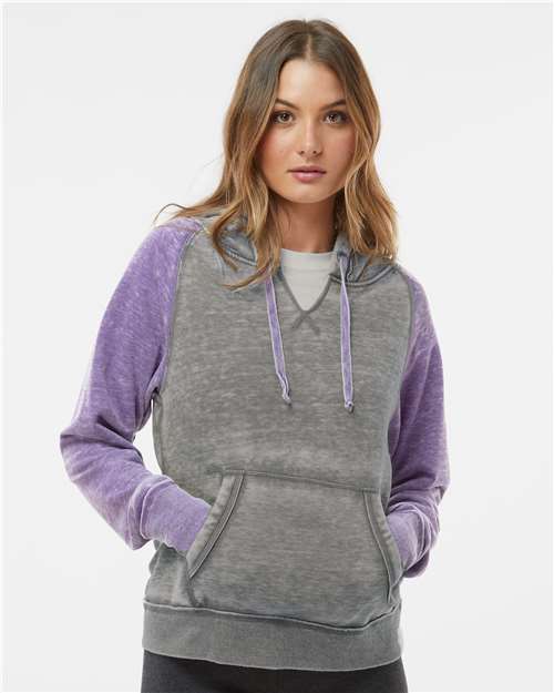 J. America Women's Zen Fleece Raglan Hooded Sweatshirt thumbnail 2