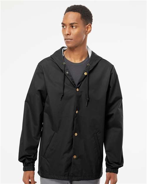 Independent Trading Co. Men's Water-Resistant Hooded Windbreaker thumbnail 2