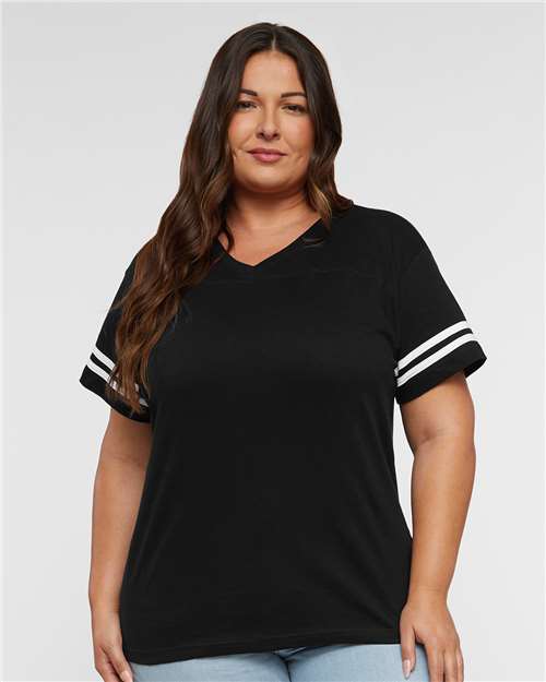 LAT Women's Football V-Neck Fine Jersey Tee thumbnail 2