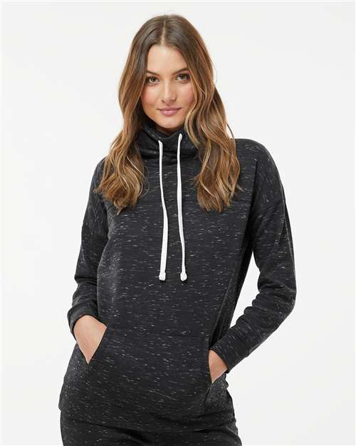 J. America Women’s Mélange Fleece Cowl Neck Sweatshirt thumbnail 2