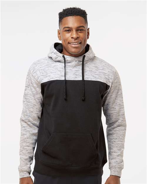 J. America Men's Mélange Fleece Colorblocked Hooded Sweatshirt thumbnail 2