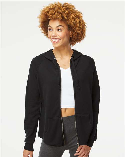 Independent Trading Co. Women's California Wave Wash Full-Zip Hooded Sweatshirt thumbnail 2