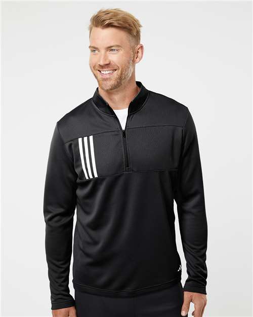 Adidas Men's 3-Stripes Double-Knit Quarter-Zip Pullover thumbnail 2