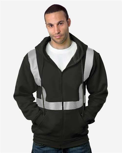 Bayside USA-Made Hi-Visibility Full-Zip Hooded Sweatshirt - Segmented Tape thumbnail 2