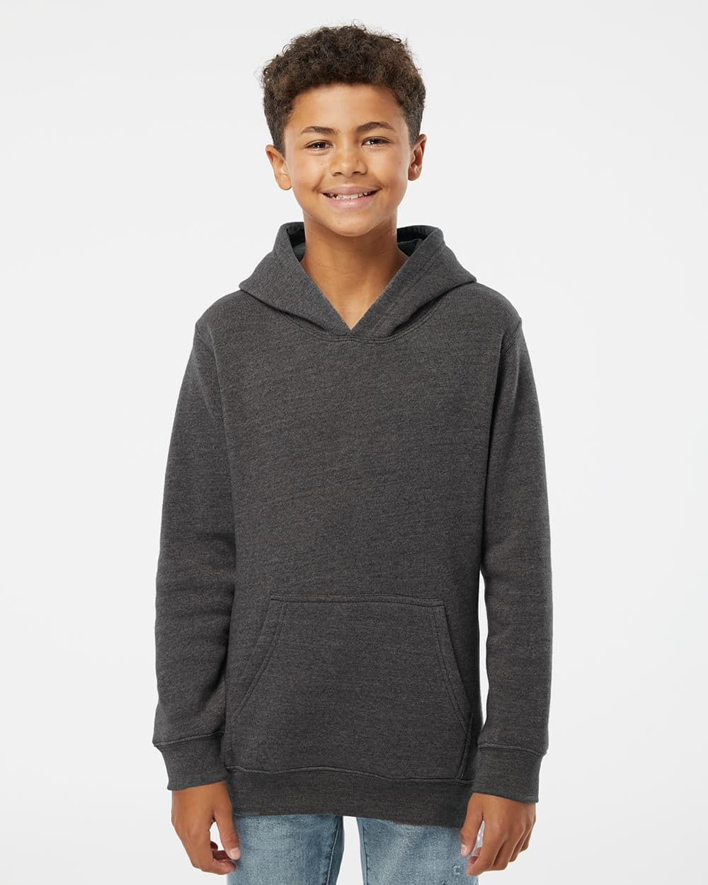 J. America Youth Triblend Fleece Hooded Sweatshirt - Image 1