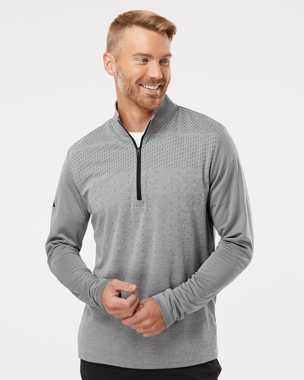 Adidas Men's Ultimate365 Heather Block Print Quarter-Zip Pullover - Image 1