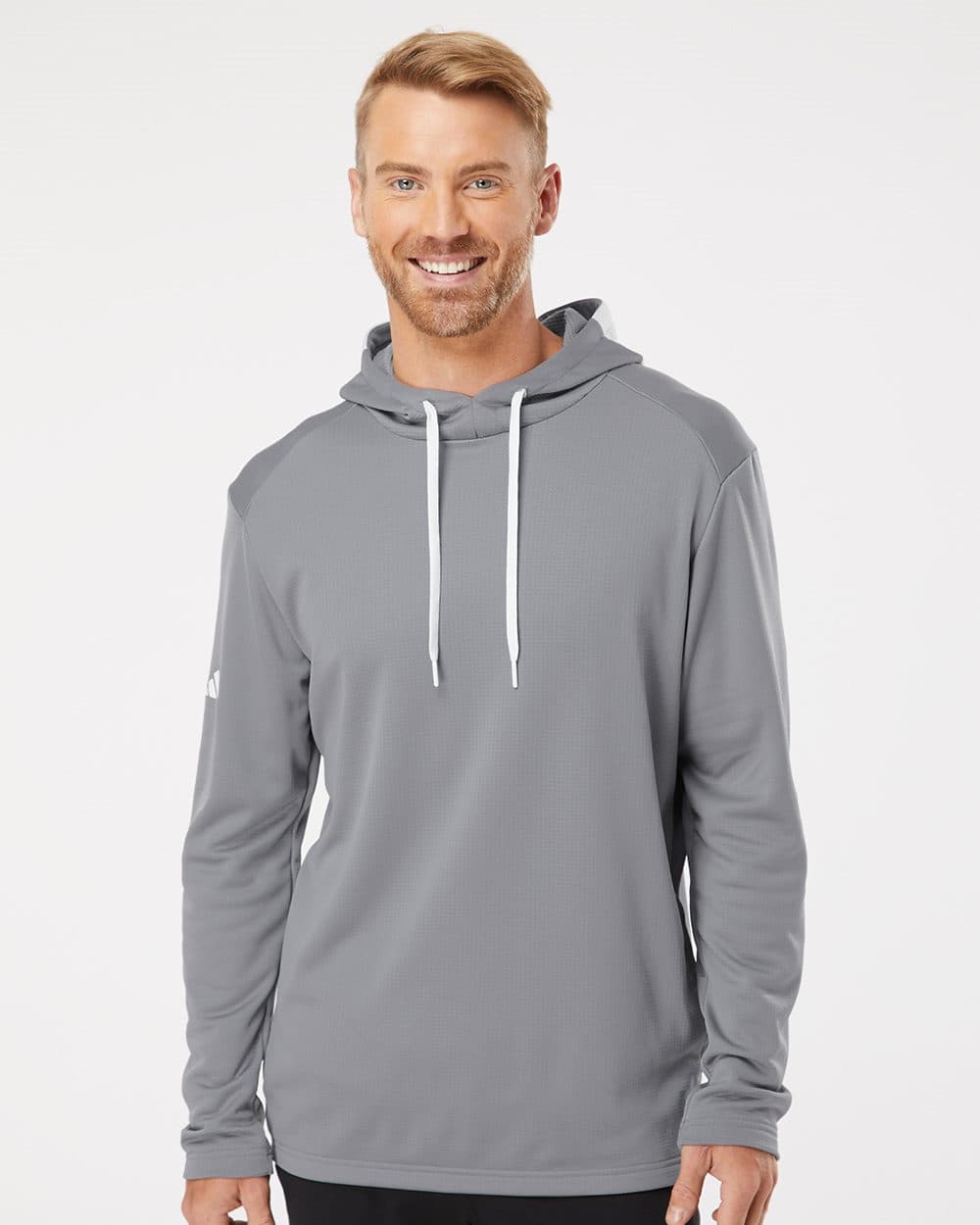 Adidas Men's Textured Mixed Media Midweight Hooded Sweatshirt - Image 1