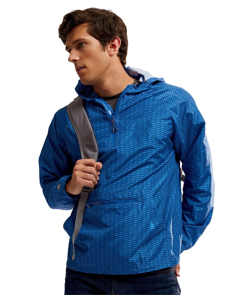 Holloway Men's Range Hooded Packable Quarter-Zip Jacket - Image 1