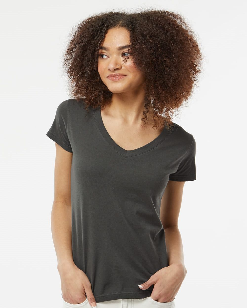 Tultex Women's Fine Jersey V-Neck T-Shirt - Image 1