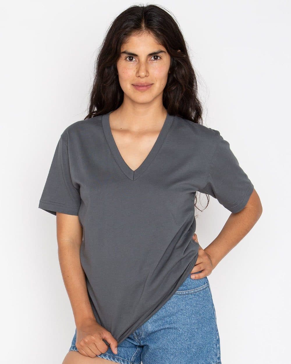 Los Angeles Apparel Unisex USA-Made Fine Jersey V-Neck T-Shirt - Image 1