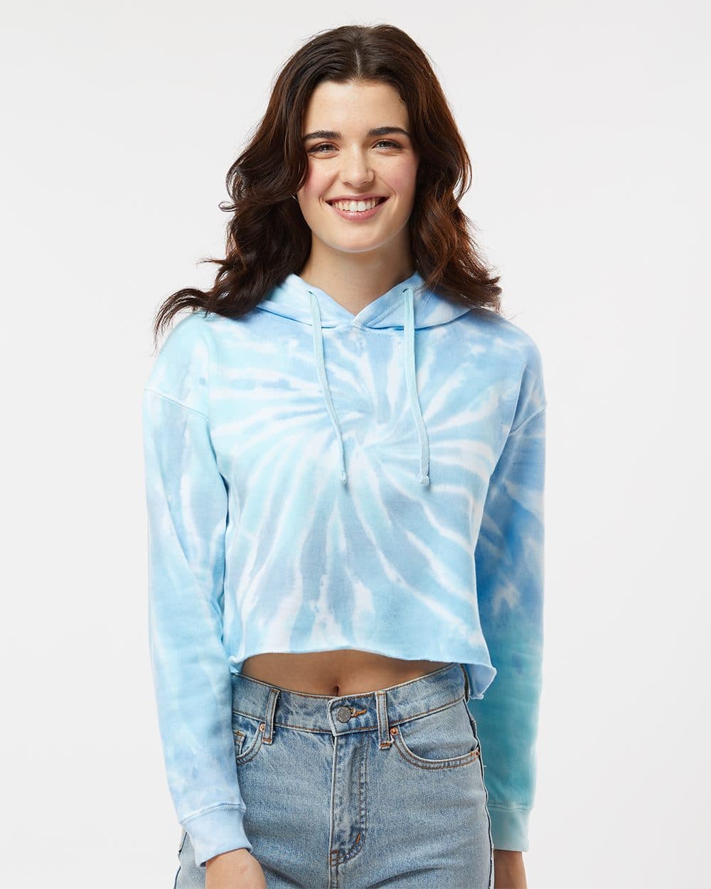 Colortone Women's Tie-Dyed Crop Hooded Sweatshirt - Image 1